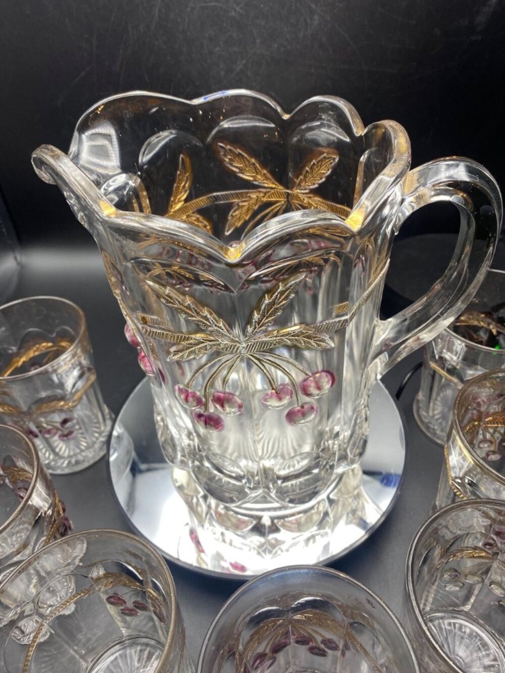Mosser Pitcher and Glasses Cherry Thumbprint - Picture 5 of 5